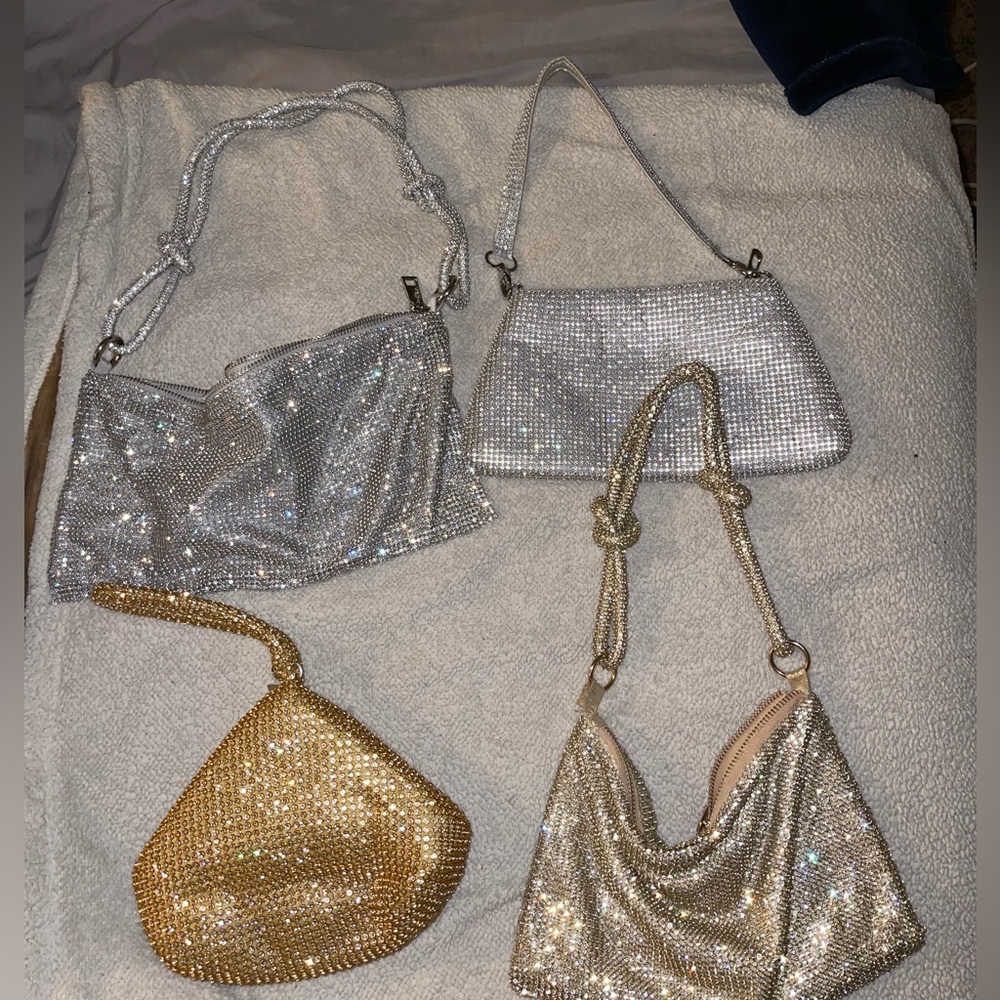Sparkle purses 4 PACK! Rhinestone Glitter Bejeweled Glam handbags 4 for one